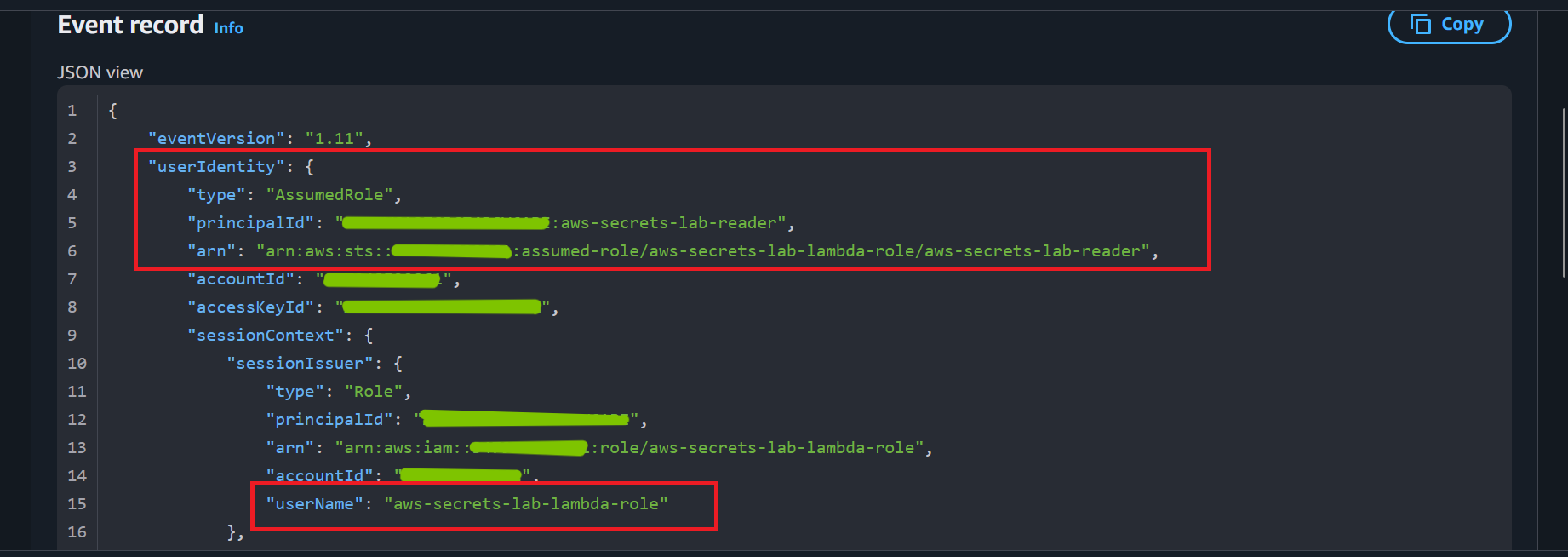 CloudTrail Secrets Manager access event