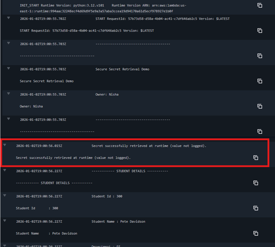 Lambda execution with secure secret retrieval